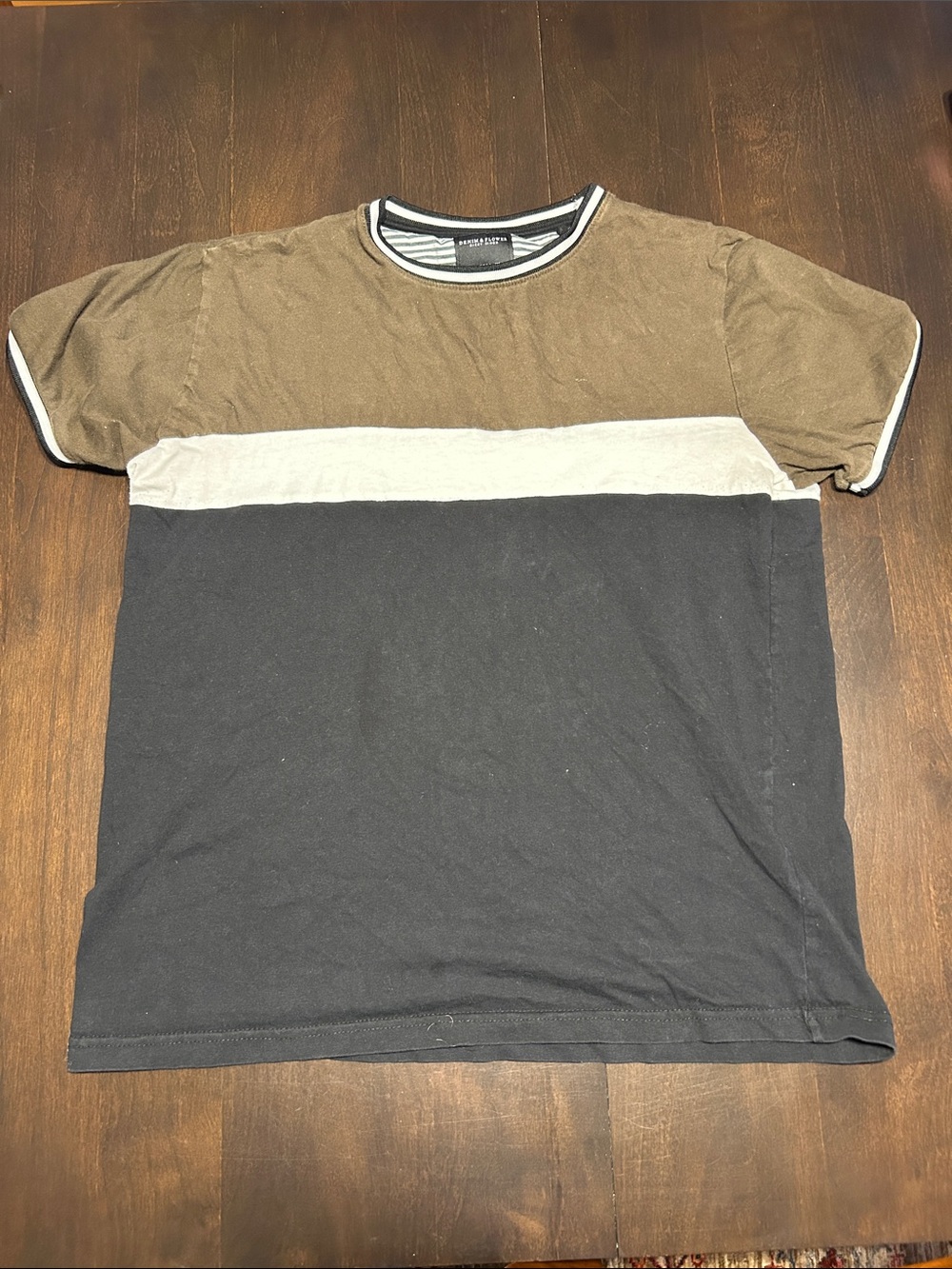 Denim & Flower Brown, Cream & Black Colorblock Short Sleeve Tee